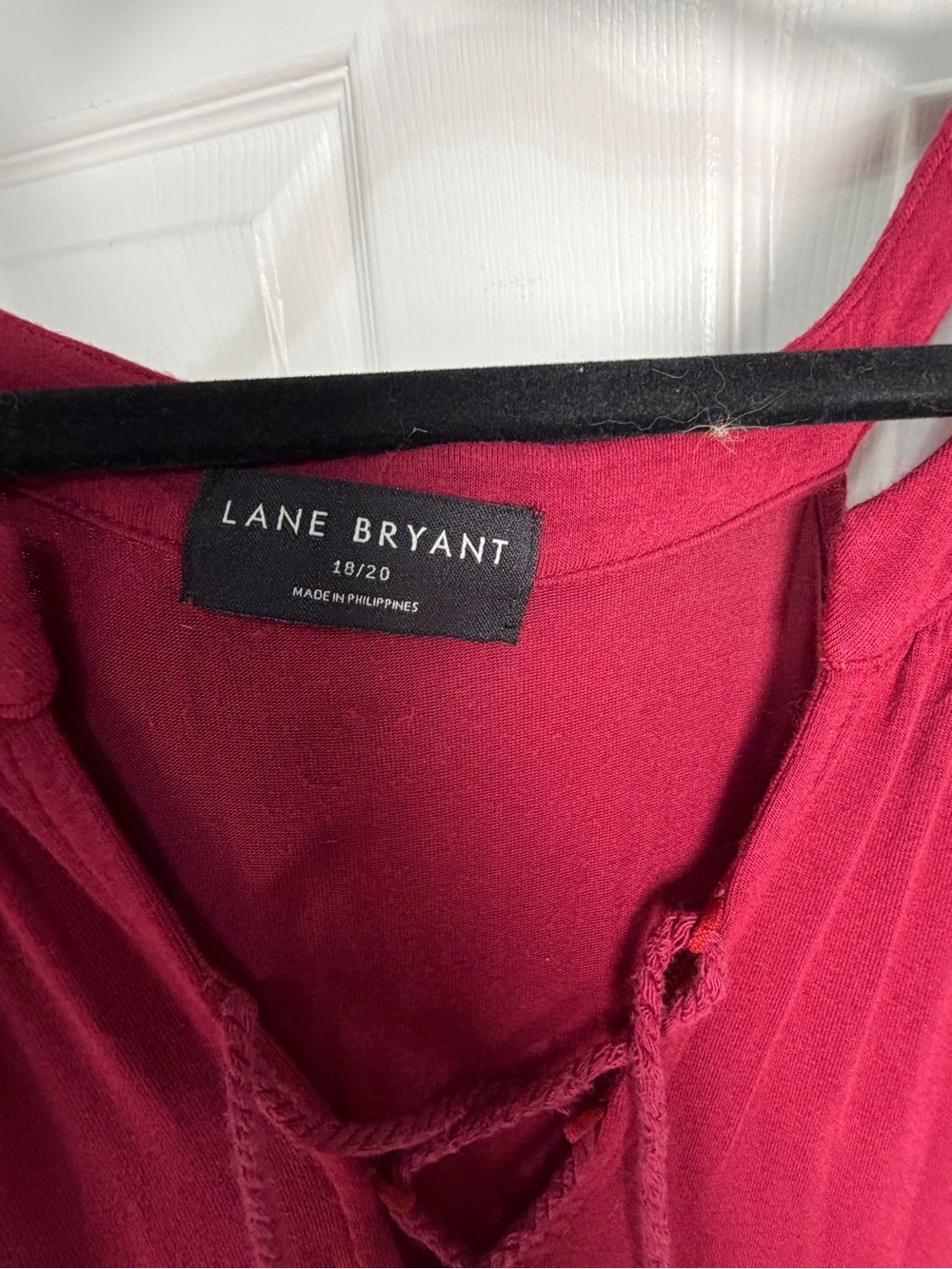 Women's Sleeveless Red Maxi Dress with V Neck and Tassel Tie - Lane Bryant - Picture 4 of 6
